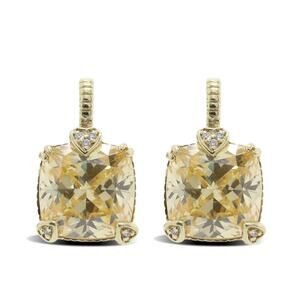 JUDITH RIPKA 18K Yellow Gold "Lola" Canary Crystal & Diamond Earrings